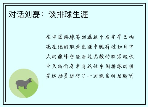 对话刘磊：谈排球生涯